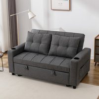 Hudson Sofa Bed Linen Fabric with Cup Holders - Grey / 2