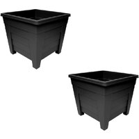 38cm Square Black Colour Grosvenor Plastic Patio Planter - Black / 2