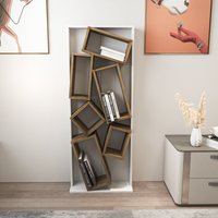 Decorotika, Carmen Stylish Bookcase Bookshelf Shelving Unit - Walnut Pattern&White Decorotika, Carmen Stylish Bookcase Bookshelf Shelving Unit - Walnut Pattern&White