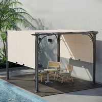 Outsunny Outdoor Retractable Pergola Gazebo with Adjustable Canopy - Beige