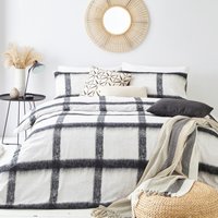 Mohair Check Cotton Duvet Cover Set - Natural/Black