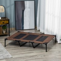 PawHut Portable Raised Cooling Elevated Dog Bed - Brown