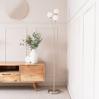 Velika 3 Arm Glass Globe Floor Lamp - Silver