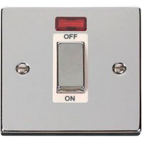 Polished Chrome 1 Gang Ingot Size 45A Switch With Neon - White