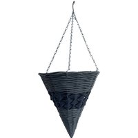 Faux Wicker Hanging Cone - Grey