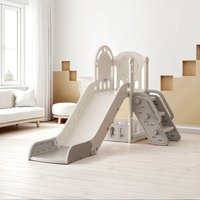 2-in-1 HDPE Toddler Slide Play Set - Grey & White