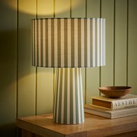 Thorley Stripe Fabric Table Lamp with Drum Shade and LED Bulb - Green