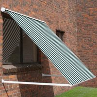 1.5m Drop Arm Window Awning Half Cassette - Green & White Stripe