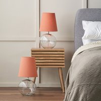 Set of 2 Hallie Glass Table Lamps with Fabric Shades - Orange