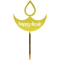 Happy Diwali Cake Toppers Five Pack - Gold