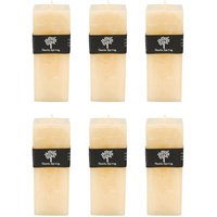 Square Vanilla Pillar Candles - 110 Hours - Cream - Pack of 6 - Natural