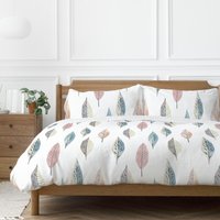 Flynn Leaf Design Polycotton Duver Cover Set - Pastel / King