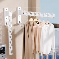 Lifeideas 2-Piece Wall Mounted Clothes Drying Hanger Set, Black - White