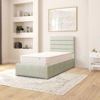 Kelly Fabric Ottoman Storage Bed, Pure Pastel Cotton Fabric - Eau De Nil / Single