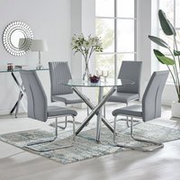 Selina Dining Table With Four Lorenzo Chairs Set - Grey