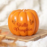 Hello Pumpkin Shaped Candle Autumn Cozy Home Decor - Orange