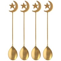 Set of Gold Star Moon Teaspoons Elegant Celestial Tea Spoons - Gold