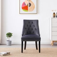 Set of 6 Windsor LUX Velvet Dining Chairs Upholstered for Kitchen Dining Room - Dark Grey