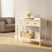 Heritage 3 Drawer Ivory Console Table - White