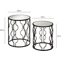 Avantis Black Metal and Mirror Set Of 2 Side Tables - Black