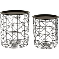 Hege Set Of 2 Black Wire Basket Tables - Black