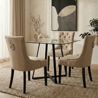 Metropolitan Square Glass Dining Table with Black Legs - Black