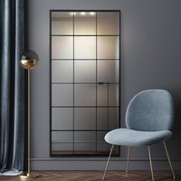 MirrorOutlet The Fenestra Black Window Leaner Mirror 69" X 33" (174CM X 85CM) - Black