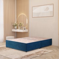 Divan Bed Base Plush Velvet Solid Platform Top with Draw Options - Navy / Small Double / 0