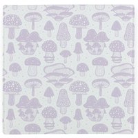 Purple Mushrooms Large Square Worktop Protector - Smooth Glass Chopping Board - Purple