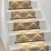 Bravich LTD Modern Zigzag Hallway Runner Rug Non Slip Low Pile Hall Carpet in Mustard | Size: 60 cm x 150 cm