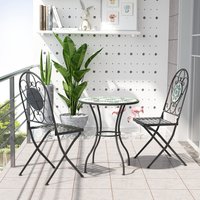 Outsunny, 3pc Mosaic Bistro Set - Black Matte Outsunny, 3pc Mosaic Bistro Set - Black Matte
