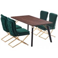 Trafalgar Cosmo LUX Dining Set Includes a Table and Chairs Set of 4 - Green