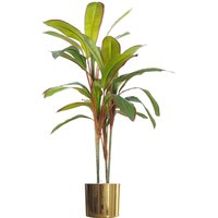 Artificial Potted Dracaena Tropical Plant with Gold Metal Planter - Dracaena Large Leaf Gold