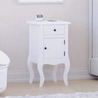 Lassic, Nishano 1 Drawer 1 Door Bedside Cabinet, White - White Lassic, Nishano 1 Drawer 1 Door Bedside Cabinet, White - White