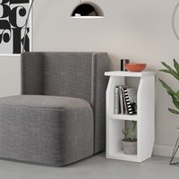 Tena Modern Side Table with Shelf - White
