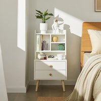 SoBuy Nightstand Bedside Table with 2 Drawers - White