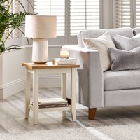 Eden Farmhouse Cream Oak Lamp Side Table - Oak / White