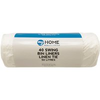 Pack of 40 Swing Bin Liners Tie 50L - Linen