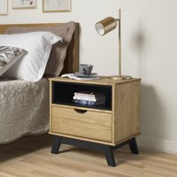 Scandian Bedside Cabinet Solid Wood Pine Wooden Side End Lamp Bedroom - Brown