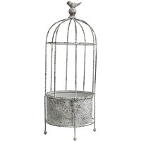 Rustic Iron Wire Birdcage Shape Planter - White