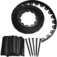 Flexible Plastic Garden Edging with Fixing Pegs - Black / 40