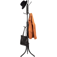 Metal Coat Stand With 12 Hooks - Black