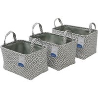 JVL Argyle Set of 3 Paper Storage Baskets - Grey