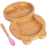Bamboo Penguin Baby Weaning Plate Fork Set - Pink