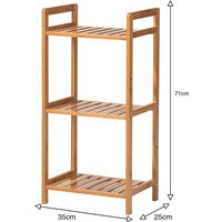 Tiered Bamboo Wood Book Storage Shelf - Brown / 71 x 35 x 25cm