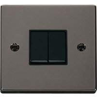 10A 2 Gang 2 Way Light Switch - Black Nickel