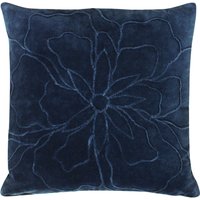 Angeles Floral Velvet Cushion - Navy / 80 Polyester 20 Feather