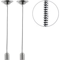 Industrial Style Braided Herringbone Pendant Cable Kit - Silver / 2
