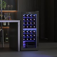 HOMCOM 86L Wine Fridge with Adjustable Temperature Control - Black