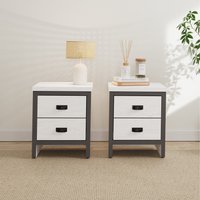 Boston 2 Drawer Bedside Table Pair - White